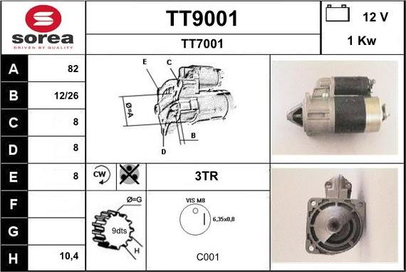 SNRA TT9001 - Стартер vvparts.bg