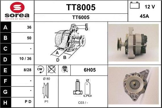 SNRA TT8005 - Генератор vvparts.bg