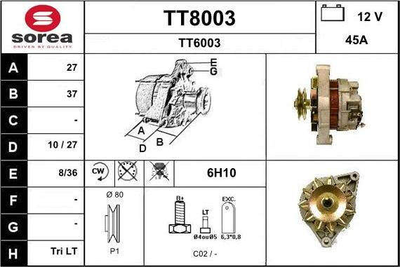 SNRA TT8003 - Генератор vvparts.bg