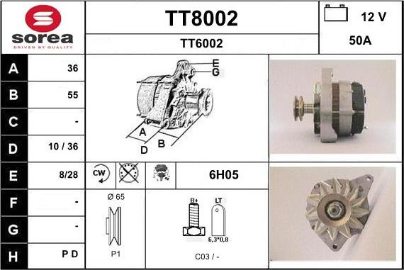 SNRA TT8002 - Генератор vvparts.bg