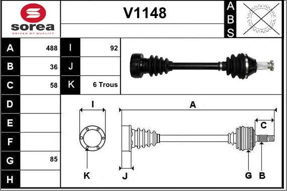 SNRA V1148 - Полуоска vvparts.bg