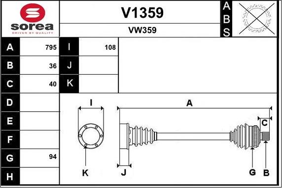 SNRA V1359 - Полуоска vvparts.bg