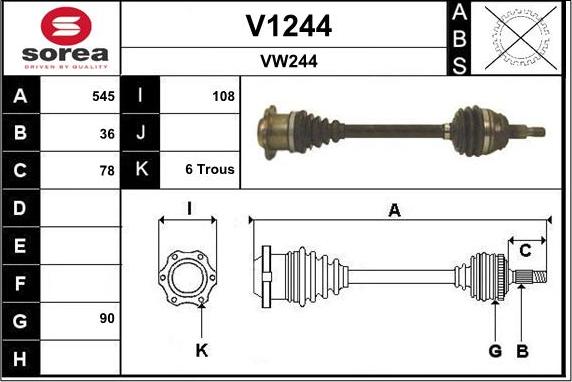 SNRA V1244 - Полуоска vvparts.bg