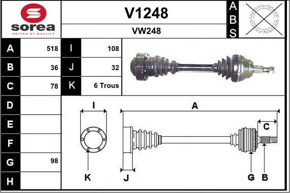 SNRA V1248 - Полуоска vvparts.bg