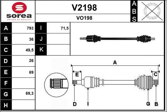 SNRA V2198 - Полуоска vvparts.bg