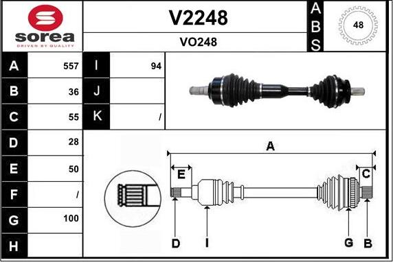 SNRA V2248 - Полуоска vvparts.bg