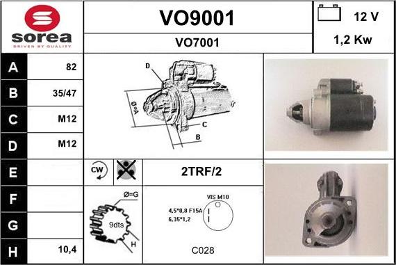SNRA VO9001 - Стартер vvparts.bg