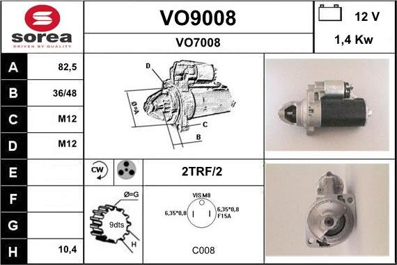 SNRA VO9008 - Стартер vvparts.bg