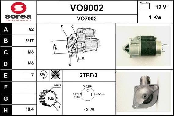 SNRA VO9002 - Стартер vvparts.bg