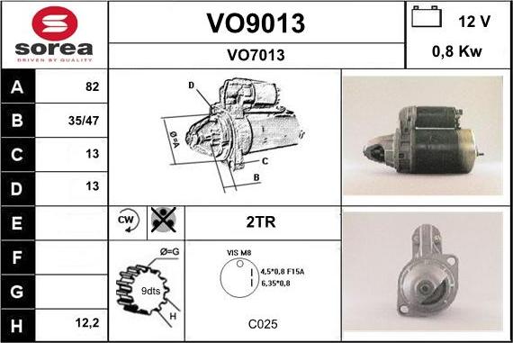 SNRA VO9013 - Стартер vvparts.bg