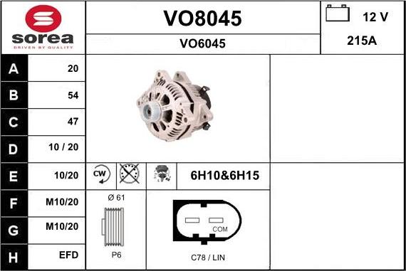 SNRA VO8045 - Генератор vvparts.bg