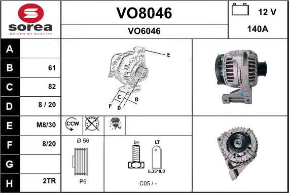 SNRA VO8046 - Генератор vvparts.bg