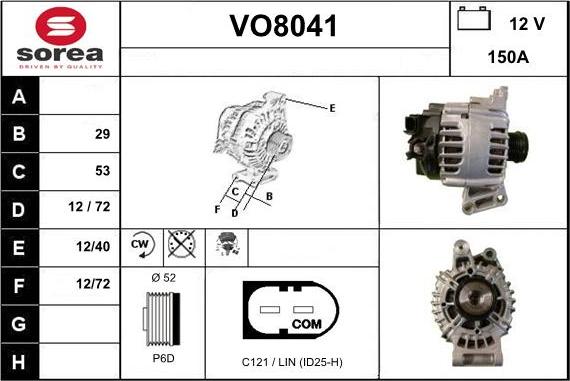 SNRA VO8041 - Генератор vvparts.bg