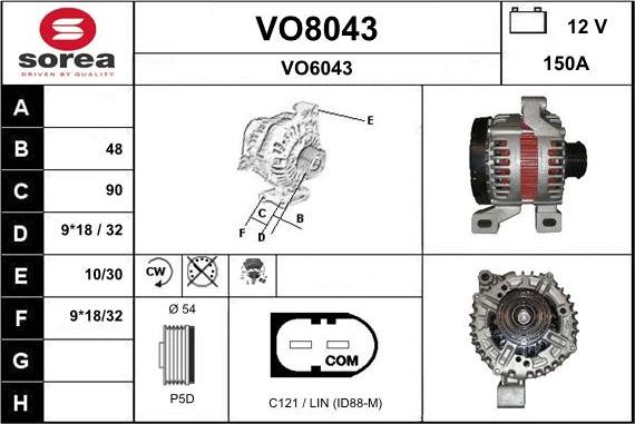 SNRA VO8043 - Генератор vvparts.bg
