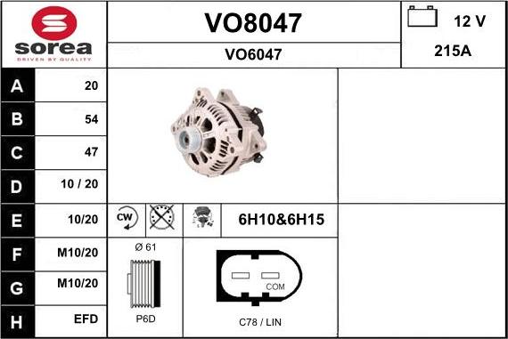 SNRA VO8047 - Генератор vvparts.bg