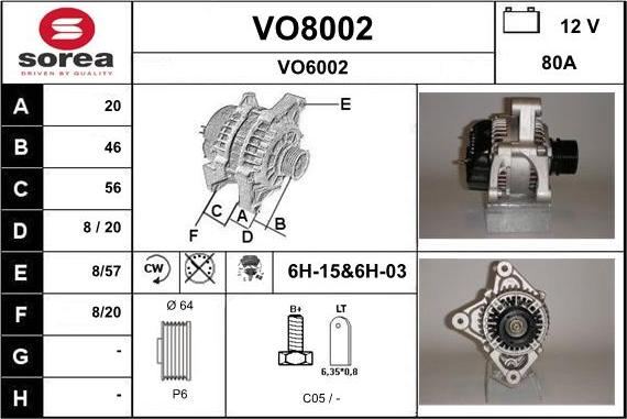 SNRA VO8002 - Генератор vvparts.bg