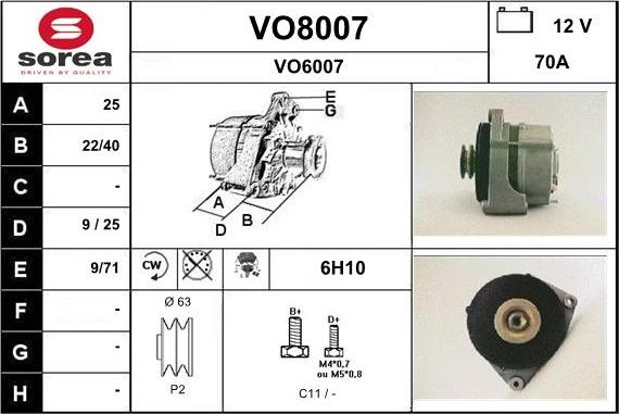 SNRA VO8007 - Генератор vvparts.bg