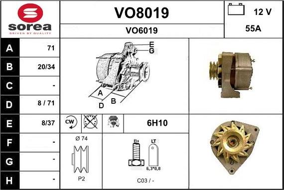 SNRA VO8019 - Генератор vvparts.bg