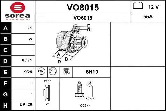 SNRA VO8015 - Генератор vvparts.bg