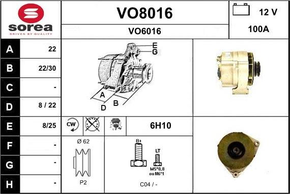 SNRA VO8016 - Генератор vvparts.bg