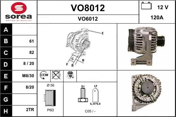 SNRA VO8012 - Генератор vvparts.bg