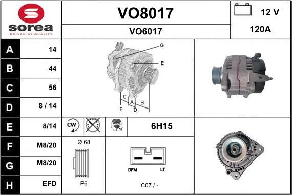 SNRA VO8017 - Генератор vvparts.bg