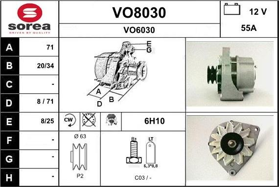 SNRA VO8030 - Генератор vvparts.bg