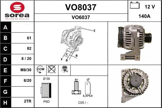 SNRA VO8037 - Генератор vvparts.bg