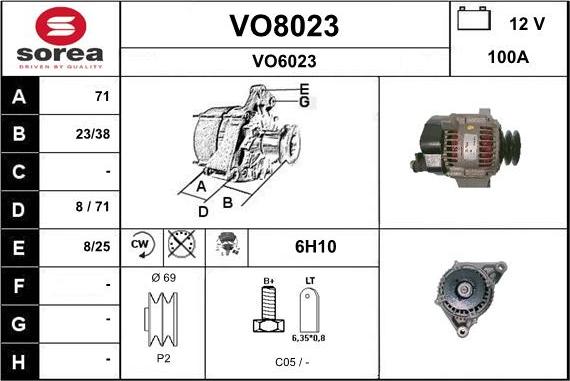 SNRA VO8023 - Генератор vvparts.bg