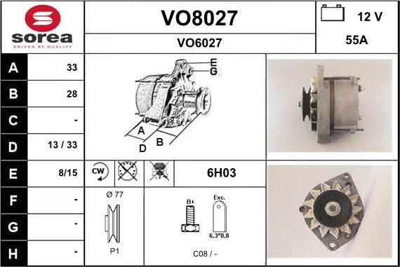 SNRA VO8027 - Генератор vvparts.bg