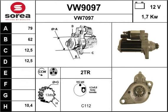 SNRA VW9097 - Стартер vvparts.bg