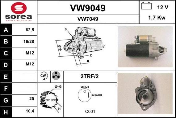 SNRA VW9049 - Стартер vvparts.bg