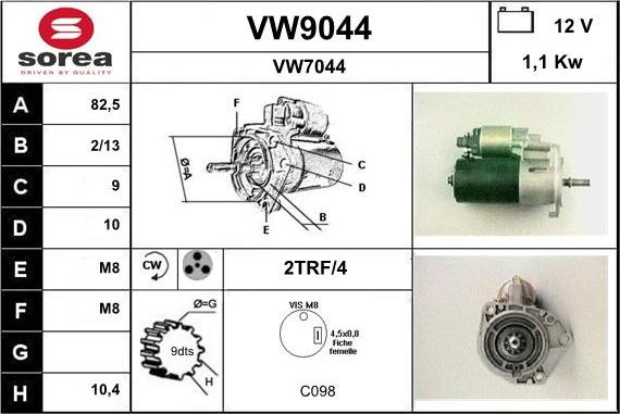 SNRA VW9044 - Стартер vvparts.bg