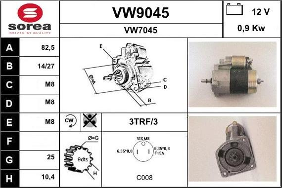 SNRA VW9045 - Стартер vvparts.bg