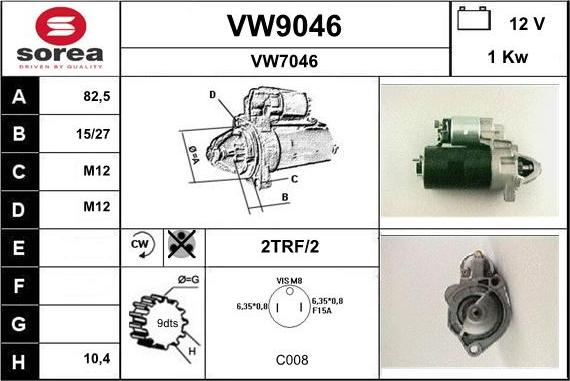 SNRA VW9046 - Стартер vvparts.bg