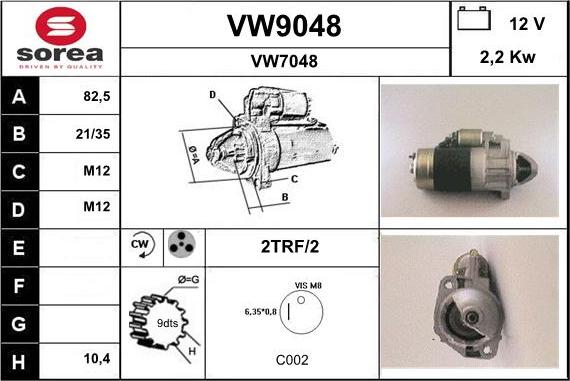 SNRA VW9048 - Стартер vvparts.bg