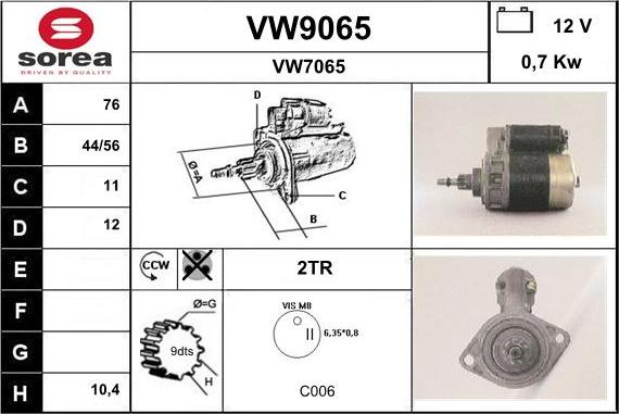 SNRA VW9065 - Стартер vvparts.bg