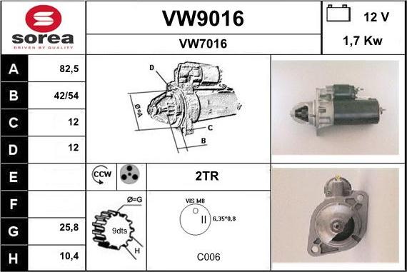 SNRA VW9016 - Стартер vvparts.bg