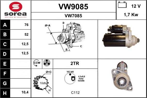 SNRA VW9085 - Стартер vvparts.bg