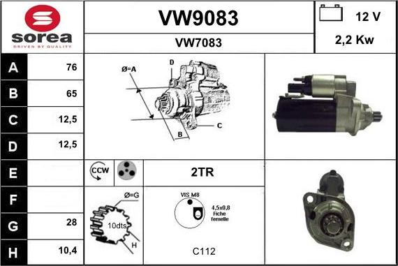 SNRA VW9083 - Стартер vvparts.bg