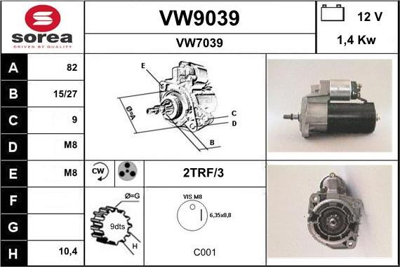 SNRA VW9039 - Стартер vvparts.bg