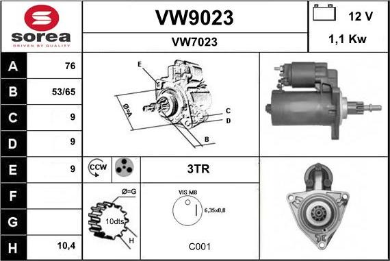 SNRA VW9023 - Стартер vvparts.bg