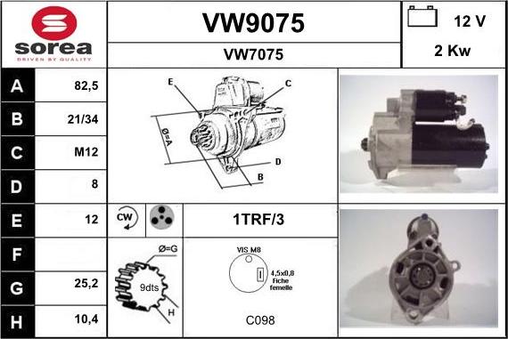 SNRA VW9075 - Стартер vvparts.bg