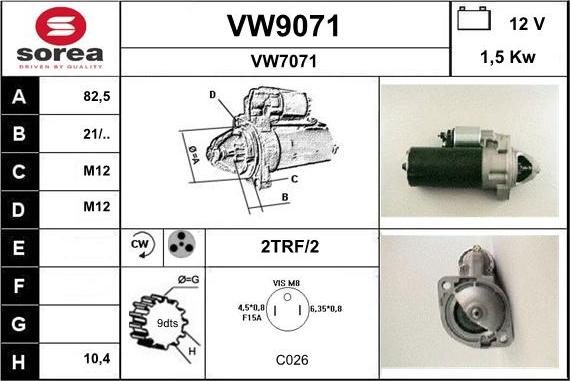 SNRA VW9071 - Стартер vvparts.bg