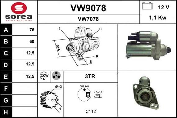 SNRA VW9078 - Стартер vvparts.bg