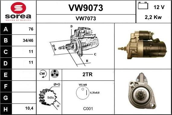 SNRA VW9073 - Стартер vvparts.bg