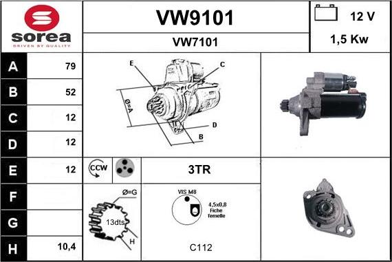SNRA VW9101 - Стартер vvparts.bg