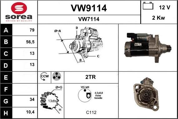 SNRA VW9114 - Стартер vvparts.bg