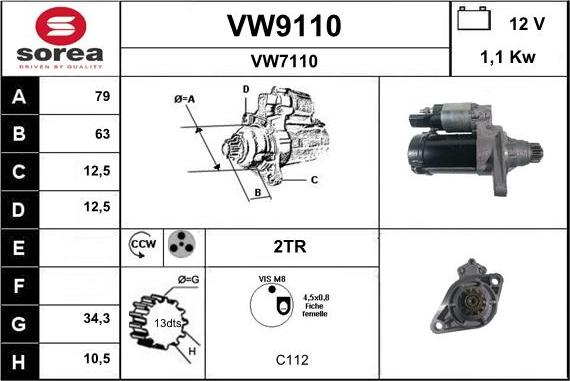 SNRA VW9110 - Стартер vvparts.bg