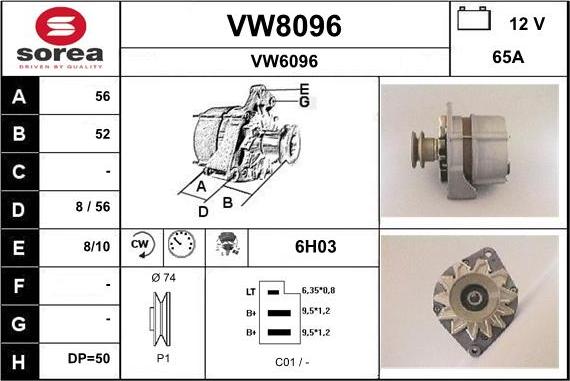 SNRA VW8096 - Генератор vvparts.bg